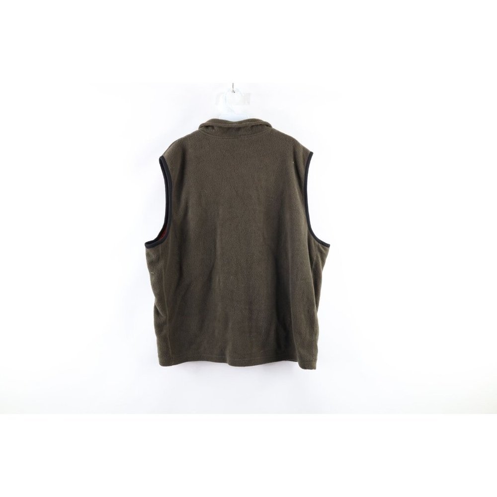 Vintage 90s Streetwear Mens 2XL XXL Full Zip Fleece Vest Jacket Olive Green - Picture 5 of 8
